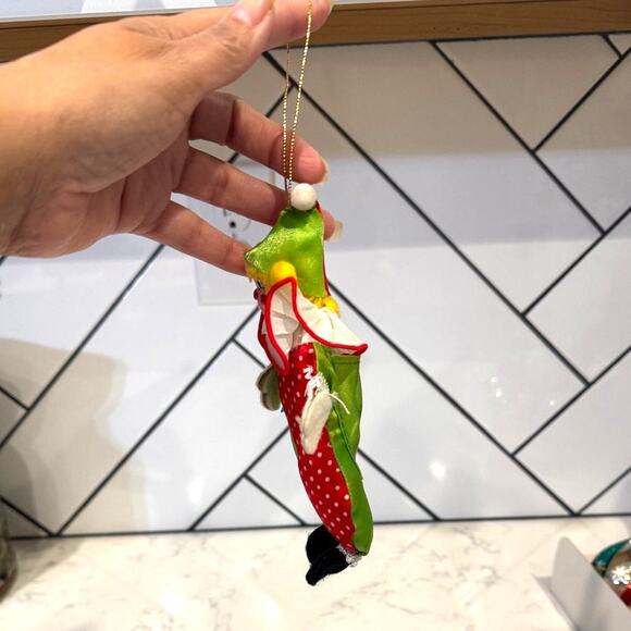 Vintage Christmas green red clown ornament for Christmas tree - Picture 2 of 6